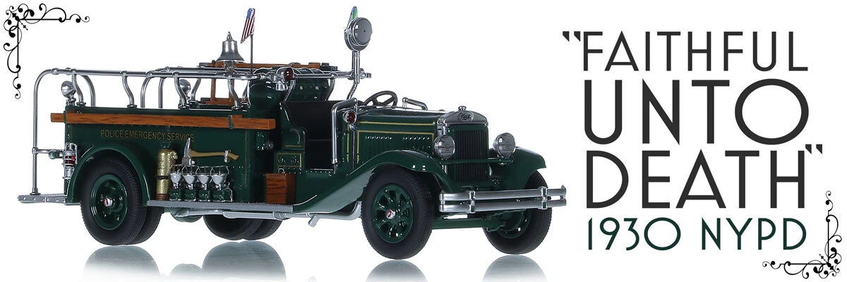 1:50 scale model of NYPD's 1930 Mack Police Emergency Service