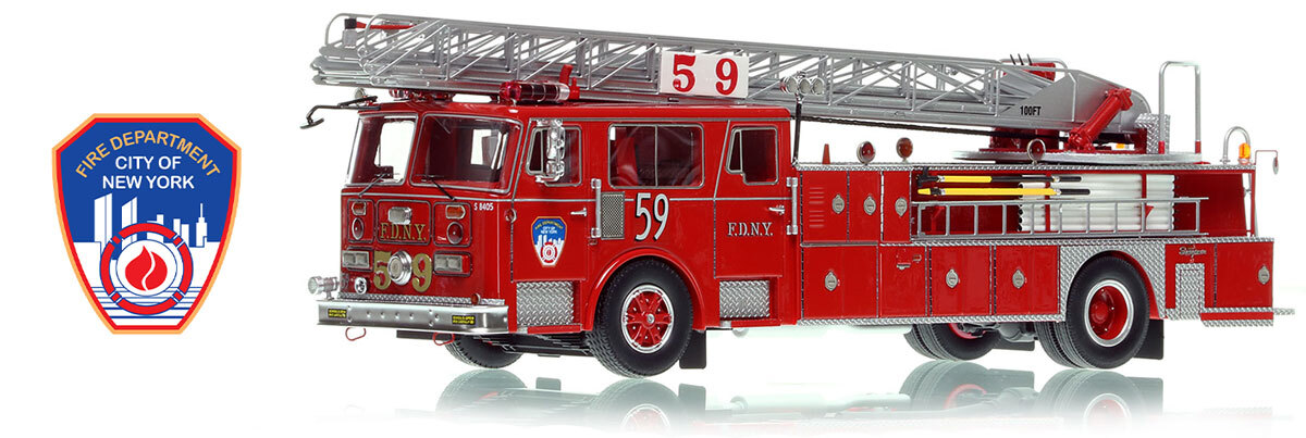Fire Replicas 1:50 scale model of FDNY 1984 Seagrave 100' Ladder 59 