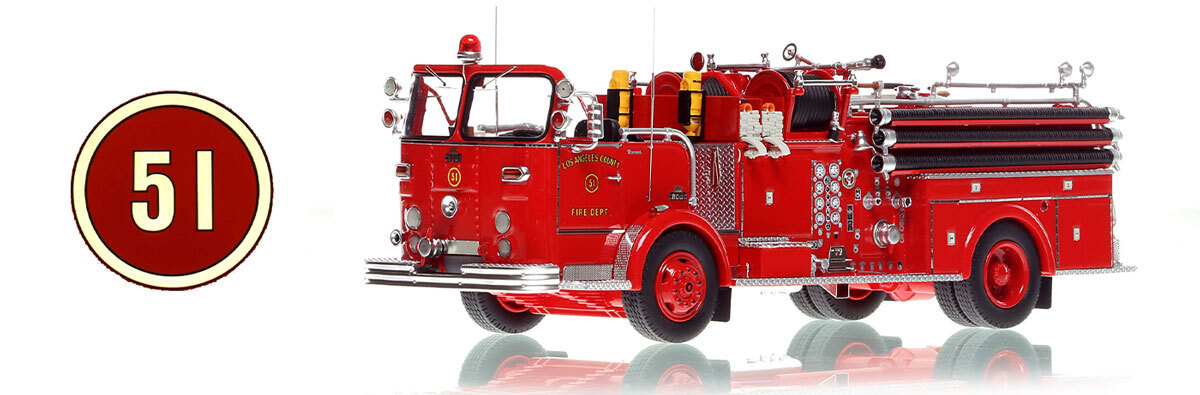 LA County 1965 Crown Firecoach Engine 51 in 1:50 scale