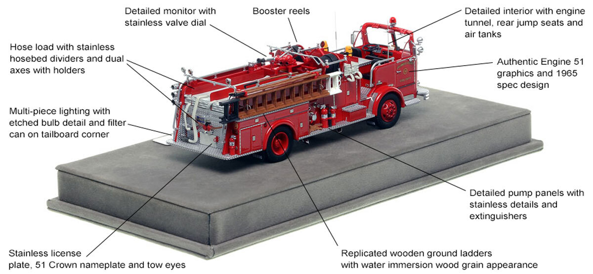 1:50 scale LA County 1965 Crown Firecoach Engine 51