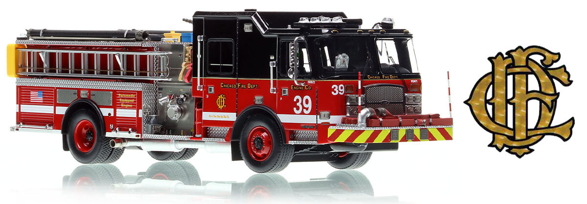 Fire Replicas 1:50 scale model of Chicago Fire Department 2019 E-One Cyclone II Engine 39