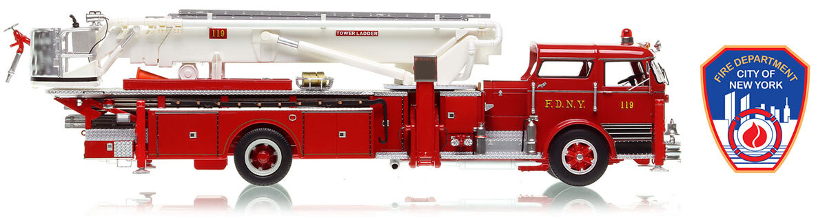 Fire Replicas 1:50 scale model of FDNY 1969 Mack® C/Eaton 75' Tower Ladder 119