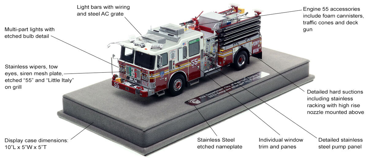 Features and Specs of FDNY 2023 Seagrave Attacker HD Engine 55 - Manhattan