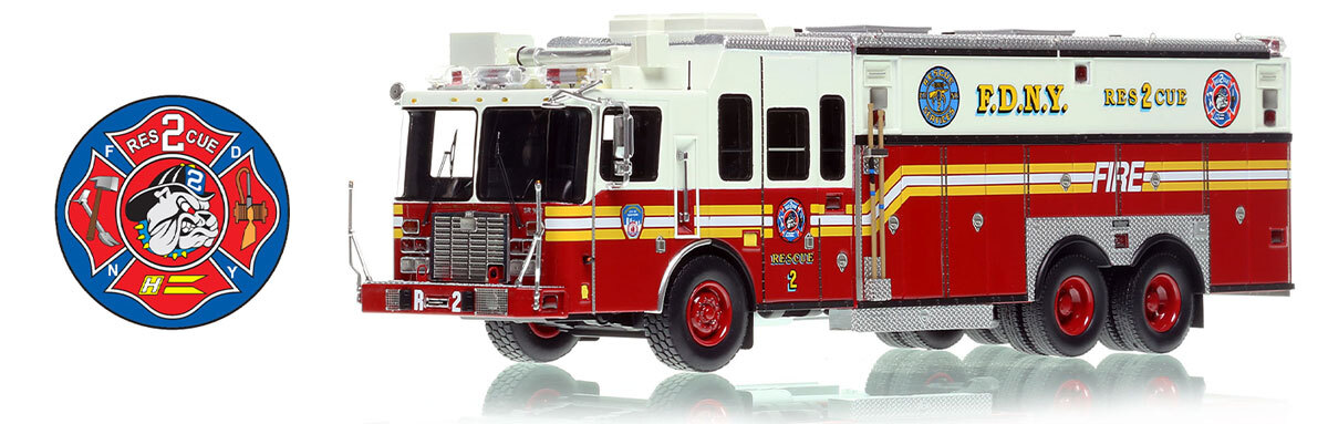 Fire Replicas 1:50 scale model of FDNY 1996 HME/Saulsbury Rescue 2
