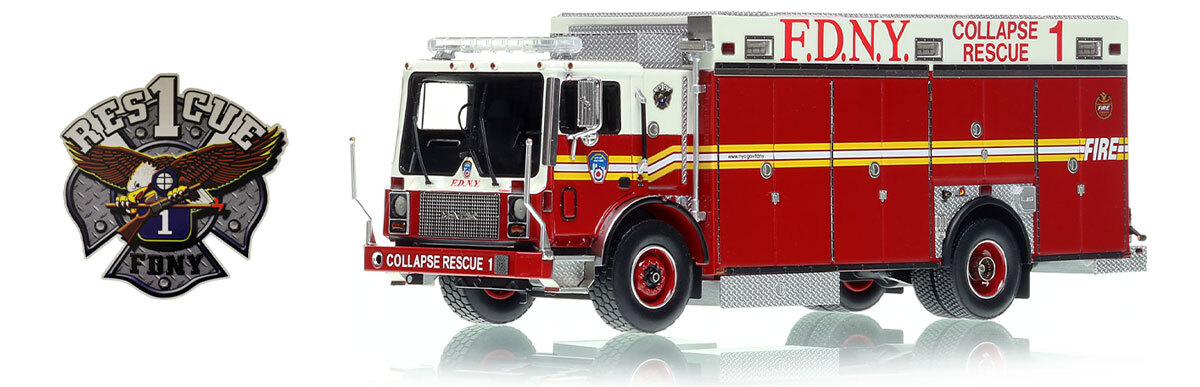 Fire Replicas 1:50 scale model of FDNY 2005 Mack MR/Ferrara Collapse Rescue 1