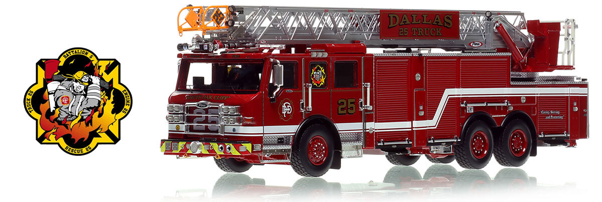 Fire Replicas 1:50 scale model of Dallas Fire-Rescue 2022 Pierce Velocity Ascendant 107' Truck 25