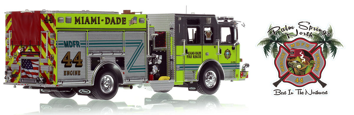 1:50 scale model of Miami-Dade Fire Rescue 2023 Pierce Enforcer Engine 44 - Palm Springs North