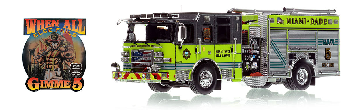 1:50 scale model of Miami-Dade Fire Rescue 2023 Pierce Enforcer Engine 5 - Princeton