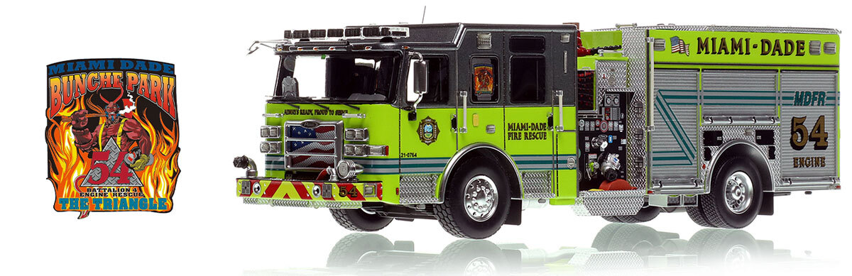 1:50 scale model of  Miami-Dade Fire Rescue 2023 Pierce Enforcer Engine 54 - Bunche Park