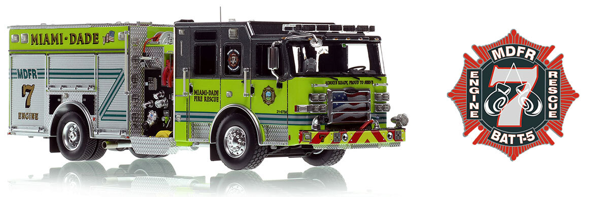 1:50 scale model of  Miami-Dade Fire Rescue 2023 Pierce Enforcer Engine 7 - West Little River