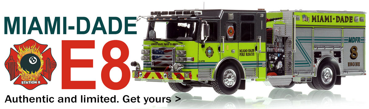 1:50 scale model of  Miami-Dade Fire Rescue 2023 Pierce Enforcer Engine 8 - Aventura