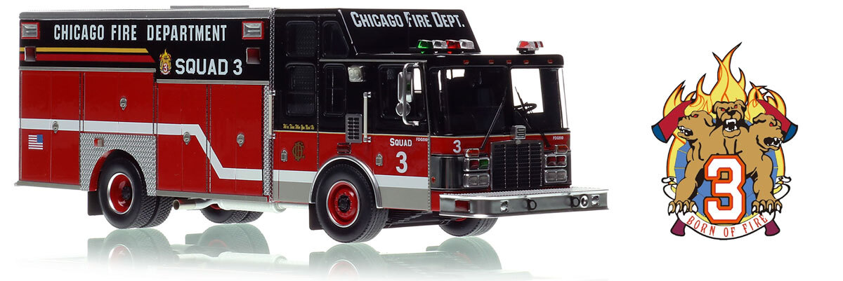 1:50 scale model of Chicago Fire TV Series 1996 HME/Saulsbury Squad 3