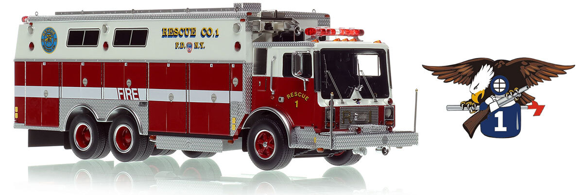 1:50 scale model of FDNY 1985 Mack MC/Saulsbury Rescue 1 - Manhattan