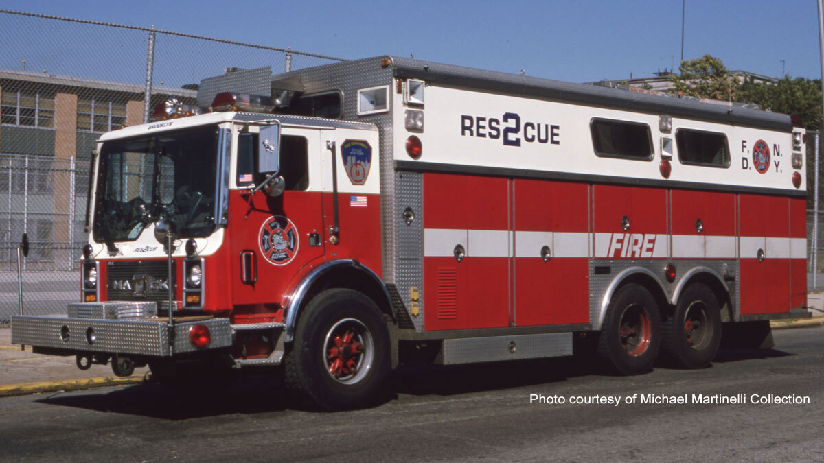  FDNY 1990 Mack MC/Saulsbury Rescue 2 - Brooklyn courtesy of Michael Martinelli Collection