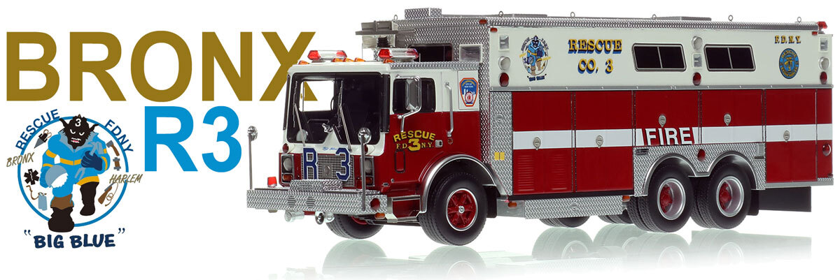 1:50 scale model of FDNY 1988 Mack MC/Saulsbury Rescue 3 - Bronx