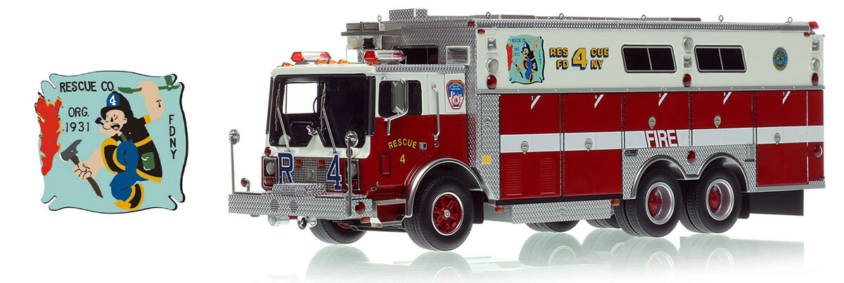 1:50 scale model of  FDNY 1988 Mack MC/Saulsbury Rescue 4 - Queens