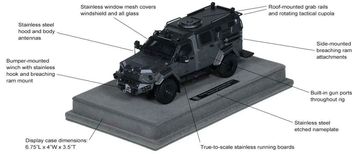 Specs and Features of 1:50 scale Terradyne Gurkha MPV - Franklin Police Department SWAT