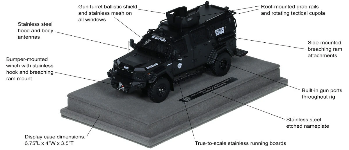 Specs and Features of 1:50 scale Terradyne Gurkha MPV - Metro Nashville Police Department