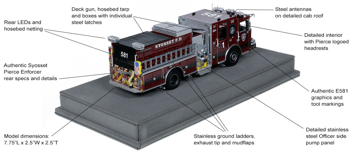 Features and Specs of Syosset Fire Department 2022 Pierce Enforcer Engine 581