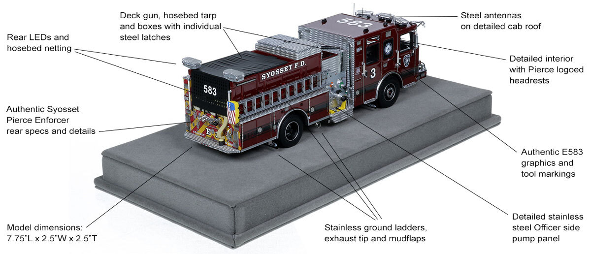 Features and Specs of Syosset Fire Department 2022 Pierce Enforcer Engine 583