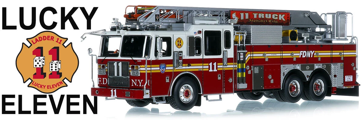 1:50 scale model of FDNY 2024 Seagrave Attacker HD 100' Ladder 11 - Manhattan