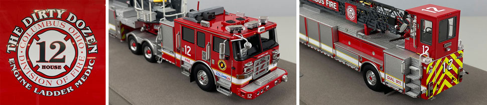 Closeup pictures of Columbus Pierce Tiller Ladder 12 scale model