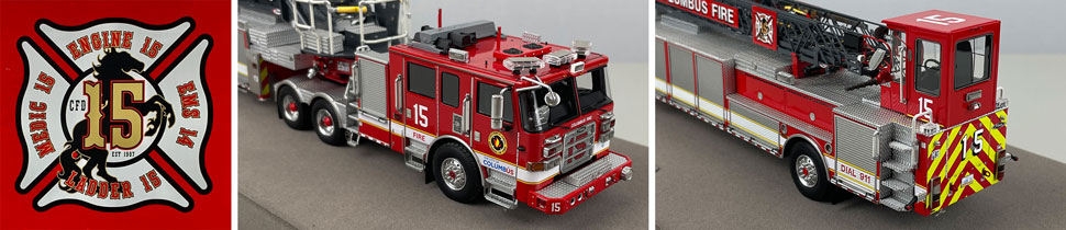 Closeup pictures of Columbus Pierce Tiller Ladder 15 scale model