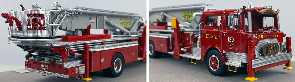 Closeup pictures 11-12 of FDNY's 1973 Mack CF/Baker Tower Ladder 120 scale model