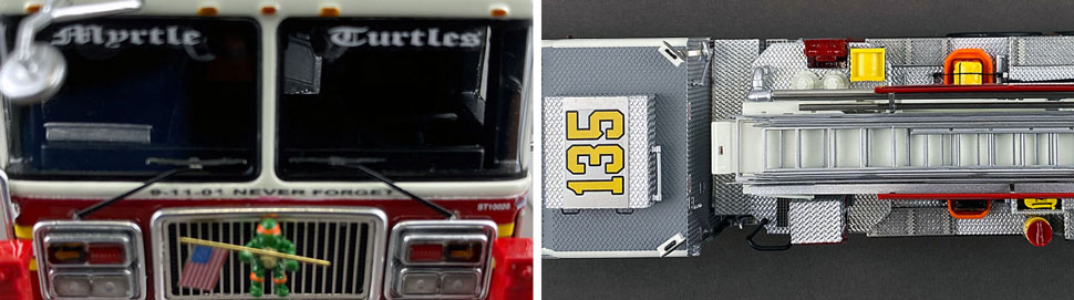 Closeup pictures 13-14 of the FDNY Ladder 135 scale model