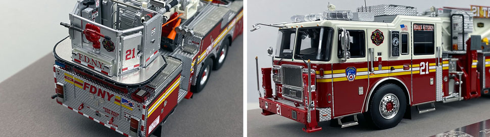 Closeup pictures 3-4 of the FDNY Ladder 21 scale model