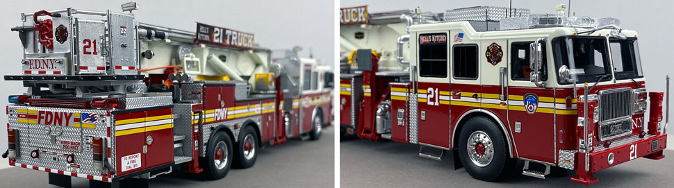 Closeup pictures 11-12 of the FDNY Ladder 21 scale model