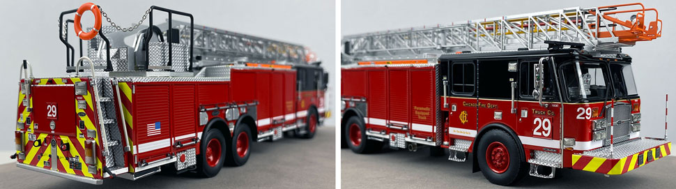 Closeup pics 11-12 of Chicago Fire Department E-One 100' Truck 29 scale model