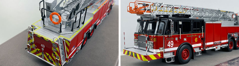 Closeup pics 3-4 of Chicago Fire Department E-One 100' Truck 49 scale model