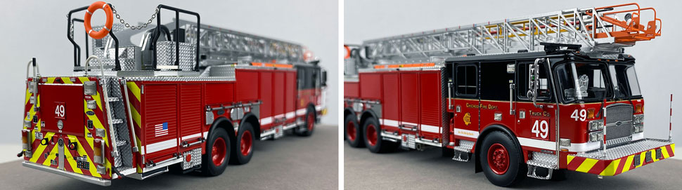 Closeup pics 11-12 of Chicago Fire Department E-One 100' Truck 49 scale model