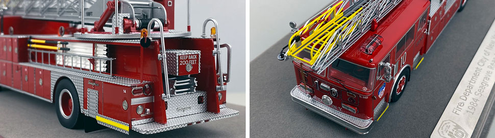 Closeup pictures 3-4 of the FDNY's 1984 Ladder 10 scale model