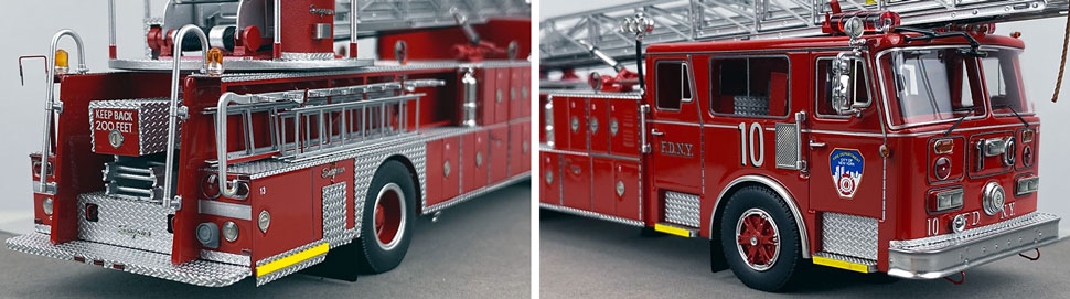 Closeup pictures 5-6 of the FDNY's 1984 Ladder 10 scale model