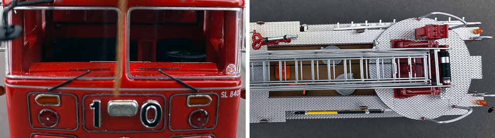 Closeup pictures 13-14 of the FDNY's 1984 Ladder 10 scale model