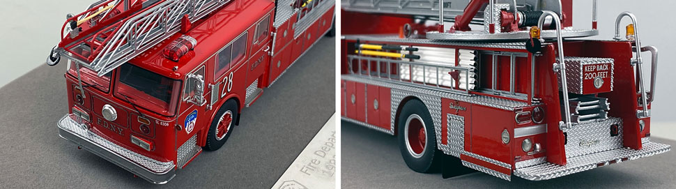 Closeup pictures 3-4 of the FDNY's 1983 Ladder 28 scale model