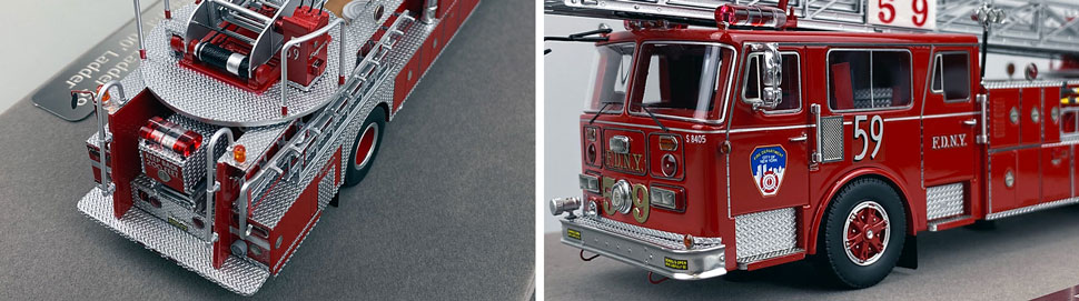 Closeup pictures 1-2 of the FDNY's 1984 Ladder 59 scale model