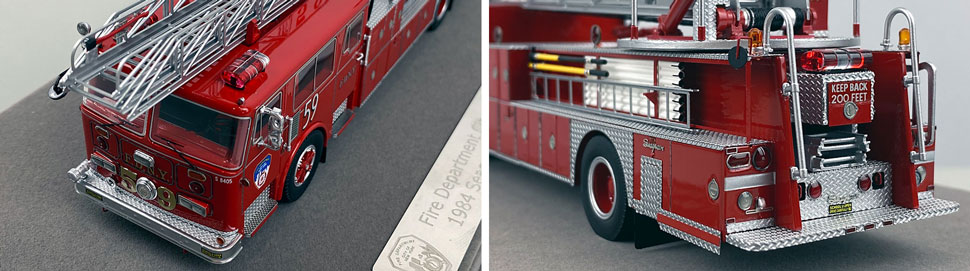 Closeup pictures 3-4 of the FDNY's 1984 Ladder 59 scale model