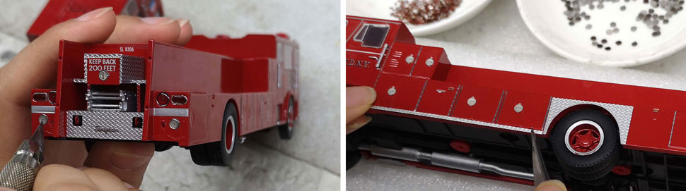FDNY's 1983-85 Seagrave 100' Ladder scale model assembly pictures 11-12