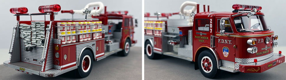 Closeup pictures 11-12 of the FDNY American LaFrance Satellite Max-Water Unit 207 scale model