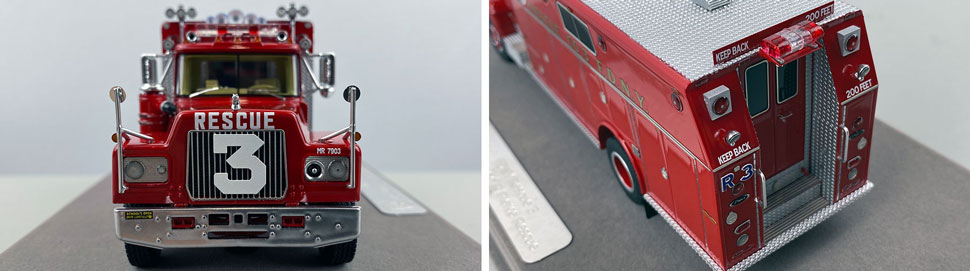 Closeup pictures 1-2 of the FDNY's 1979 Mack R/Pierce Rescue 3 scale model