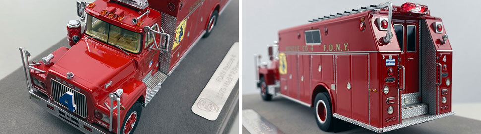 Closeup pictures 7-8 of the FDNY's 1979 Mack R/Pierce Rescue 4 scale model