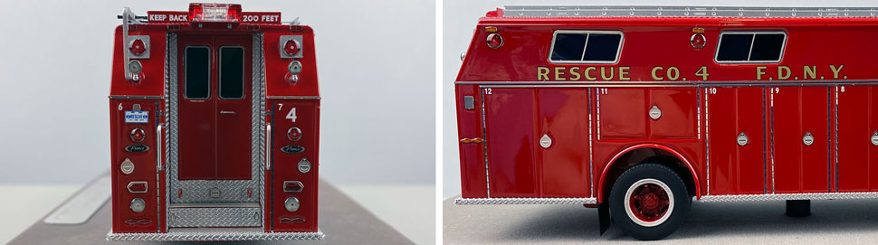 Closeup pictures 9-10 of the FDNY's 1979 Mack R/Pierce Rescue 4 scale model