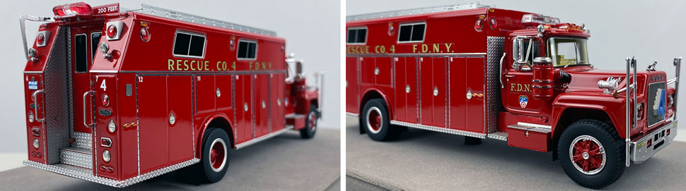 Closeup pictures 11-12 of the FDNY's 1979 Mack R/Pierce Rescue 4 scale model