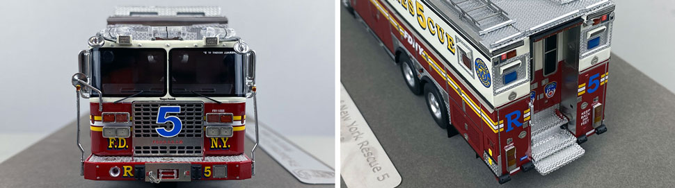 Closeup pictures 1-2 of the 1:50 scale model of FDNY Rescue 5 in Staten Island