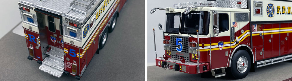 Closeup pictures 3-4 of the 1:50 scale model of FDNY Rescue 5 in Staten Island