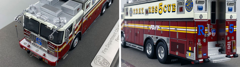 Closeup pictures 5-6 of the 1:50 scale model of FDNY Rescue 5 in Staten Island