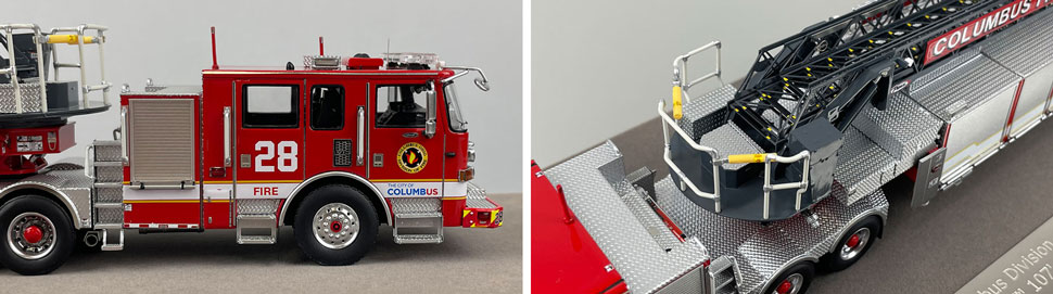 Closeup pictures 13-14 of Columbus Pierce Tiller Ladders 8 and 28 scale models